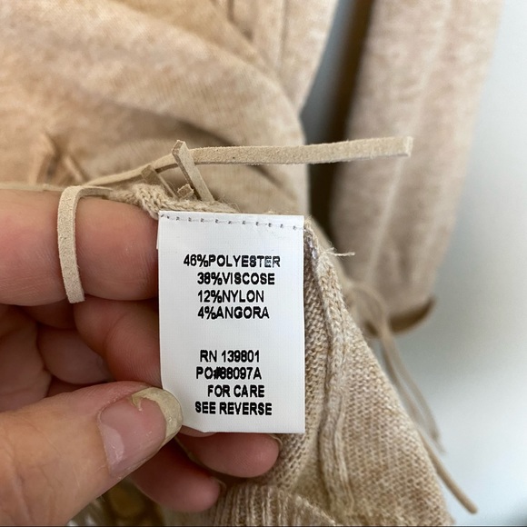 0 Degrees Celsius | Tan Boho Fringe scoop Neck Sweater - Picture 5 of 6